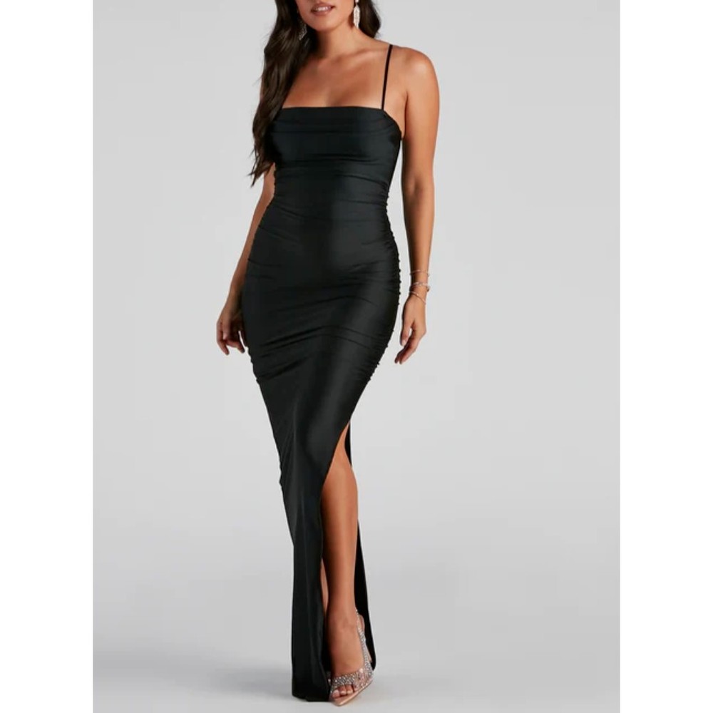 Mila High Black Ruched Dress by Windsor Size Small Prom Wedding Party Formal
